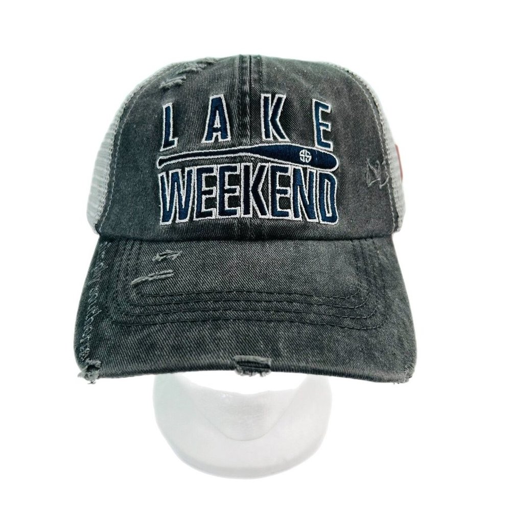 2/$30 Simply Southern Hat Cap Womens Adjustable Gray Distressed Lake Weekend